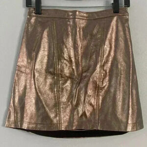 Abercrombie and Fitch Mini Skirt Faux Leather Metallic Rose Gold Size Small S